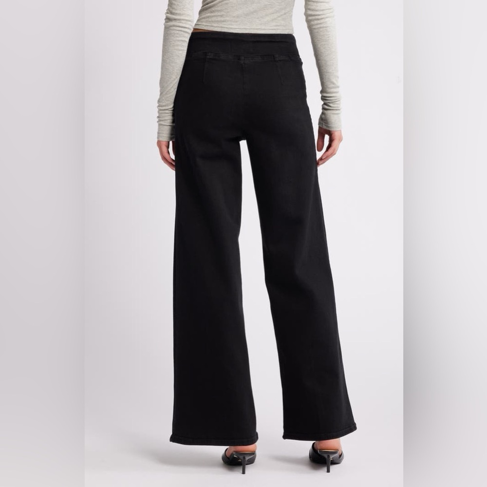 FRAME Jetset High Rise Palazzo Jeans Black Wide Leg Pull-On Denim Size 28 - Picture 6 of 11